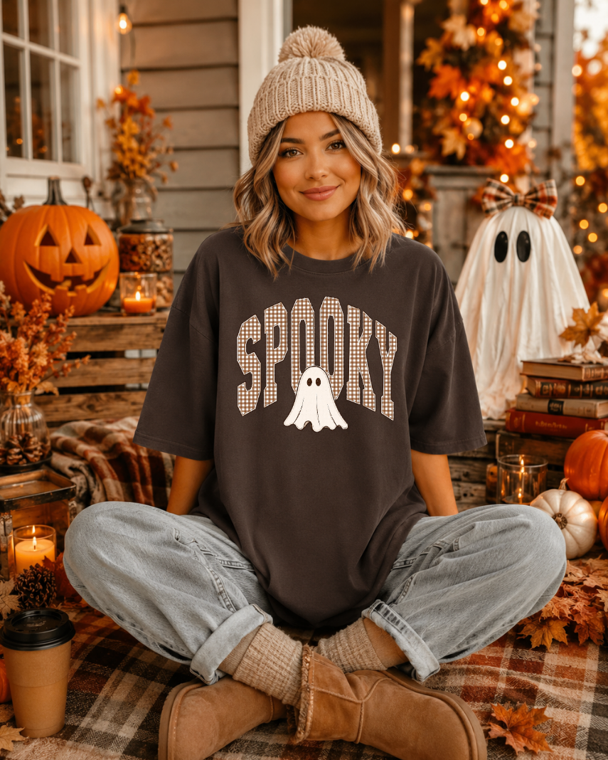 Spooky Gingham Ghost T-Shirt