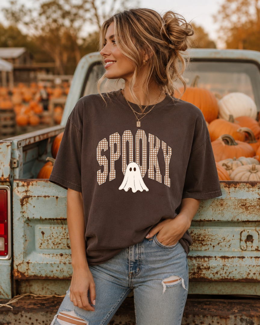 Spooky Gingham Ghost T-Shirt