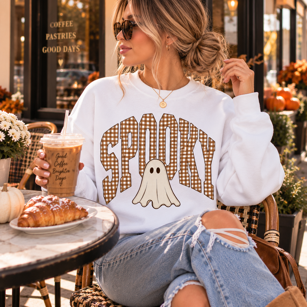 Spooky Gingham Ghost Crewneck