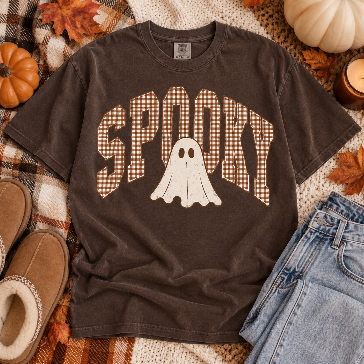 Spooky Gingham Ghost T-Shirt